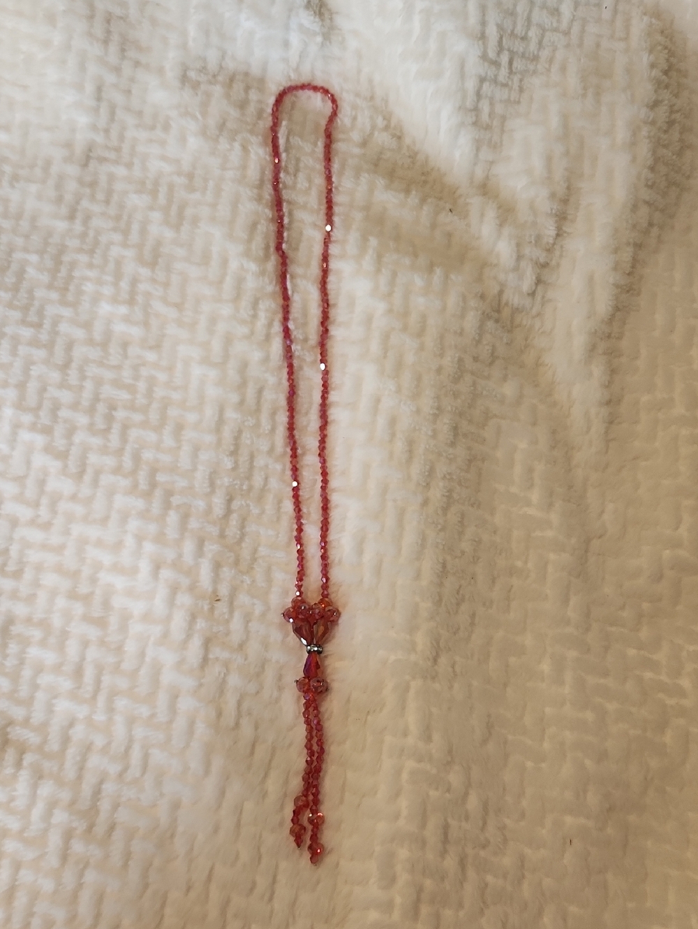 Women's Pink Beaded Long Necklace with Tassel Boho Festival Vibe